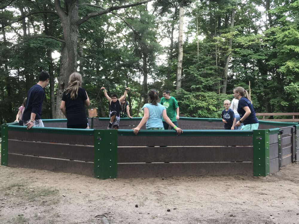 Photo of campers playing gaga gaga ball